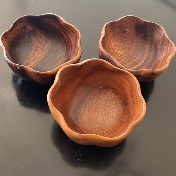 Pacific Merchants acacia ware 6” flared wood bowl salad snacks decor 11 AVAIL - Picture 2 of 5